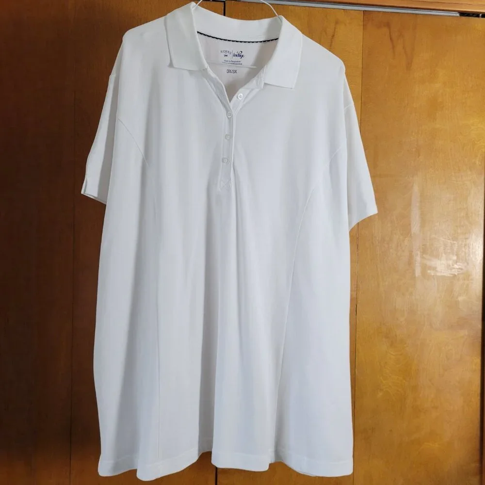 NEW Riders by Lee Indigo Polo Shirt White Womens 3X Comfort Athleisure NWT - Picture 2 of 11